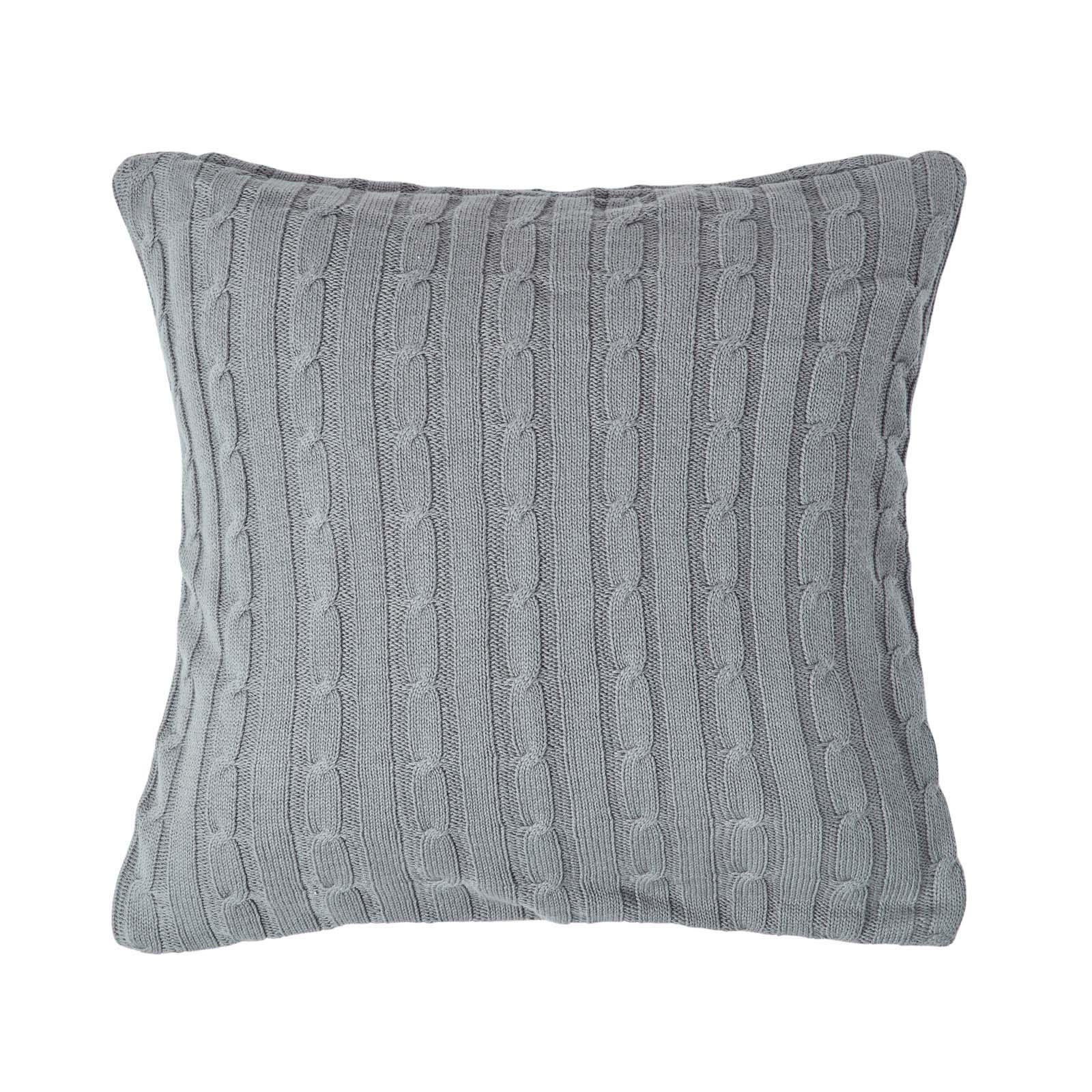 Housse De Coussin Tricot Gris, 45x45cm - Homescapes