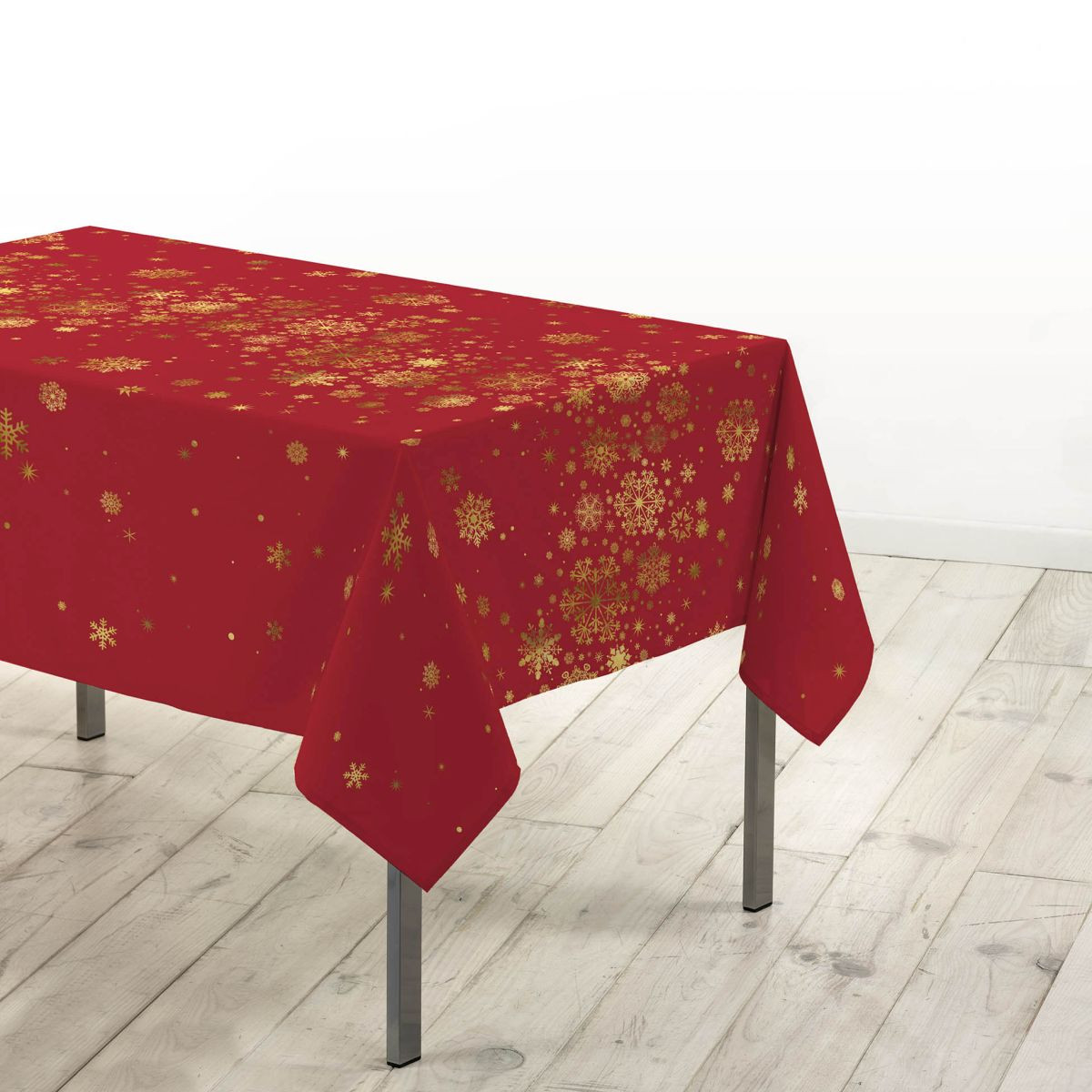 Nappe Imprimé Métallisé "constellation" 150x240cm Rouge & Or
