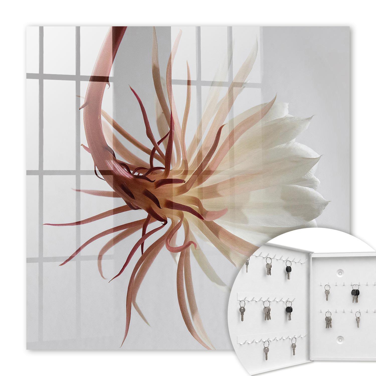 Armoire À Clés - (30 Cm X 30 Cm) - Boîte À Clés Murale - Coffret De Rangement Pour Clés - Couleur Blanche - Ouverture Vers La Gauche - Pour Maison Et Bureau - L'Élégance De La Nature