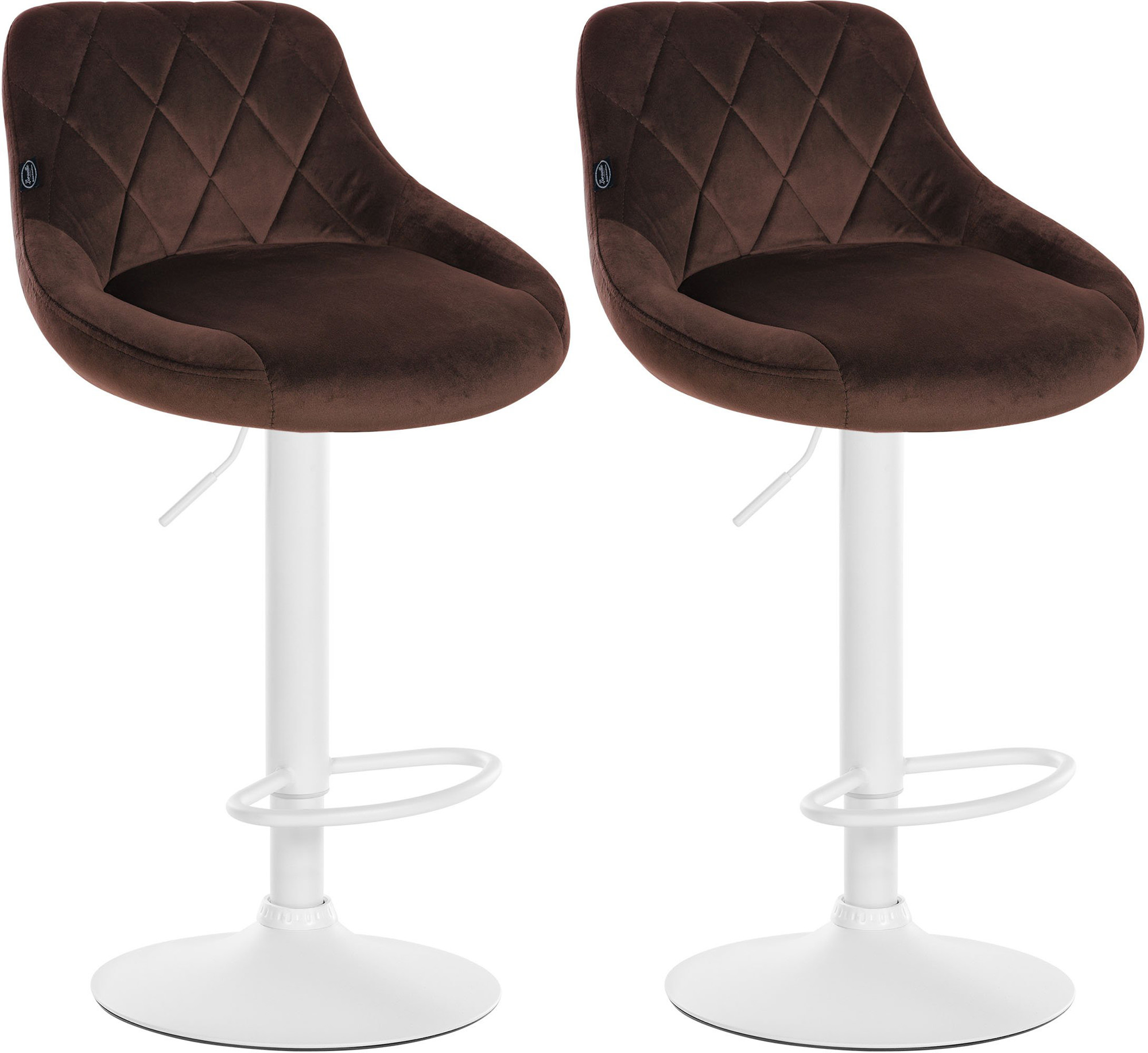 Lot De 2 Tabourets De Bar Lazio Velours Blanc Brun