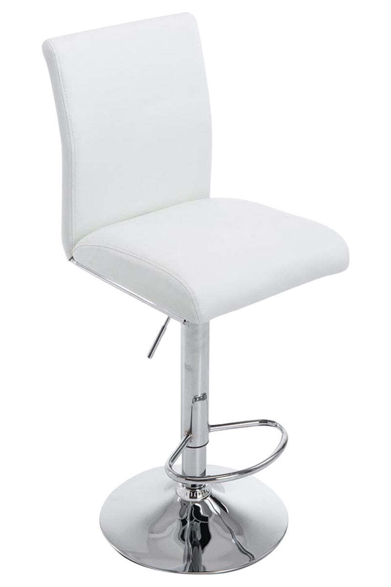 Tabouret De Bar Chaise Haute Avec Repose-pieds Forme Trompette Design Moderne En Synthétique Blanc 10_0000008