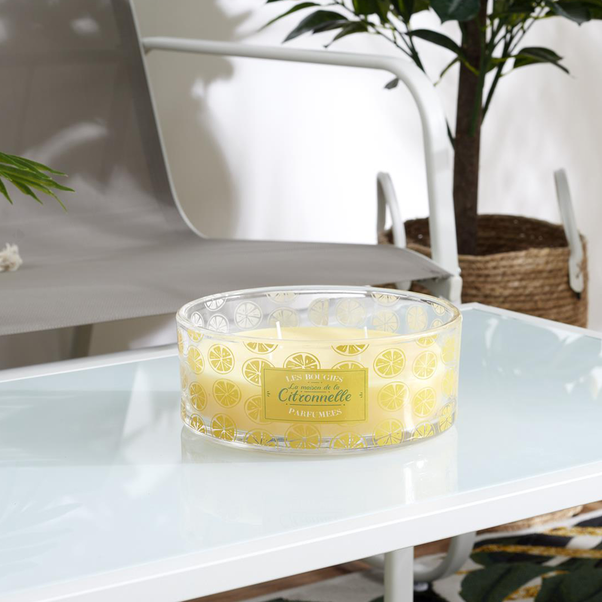 Bougie Parfumée 25h Limone À La Cire De Paraffine Senteur Citronnelle Motif Citron C