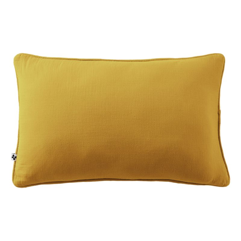 Coussin Déhoussable Avec Passepoil "gaïa" 40 X 60 Cm "gaze De Coton" L'Effet Papillon - Gaia Safran -
