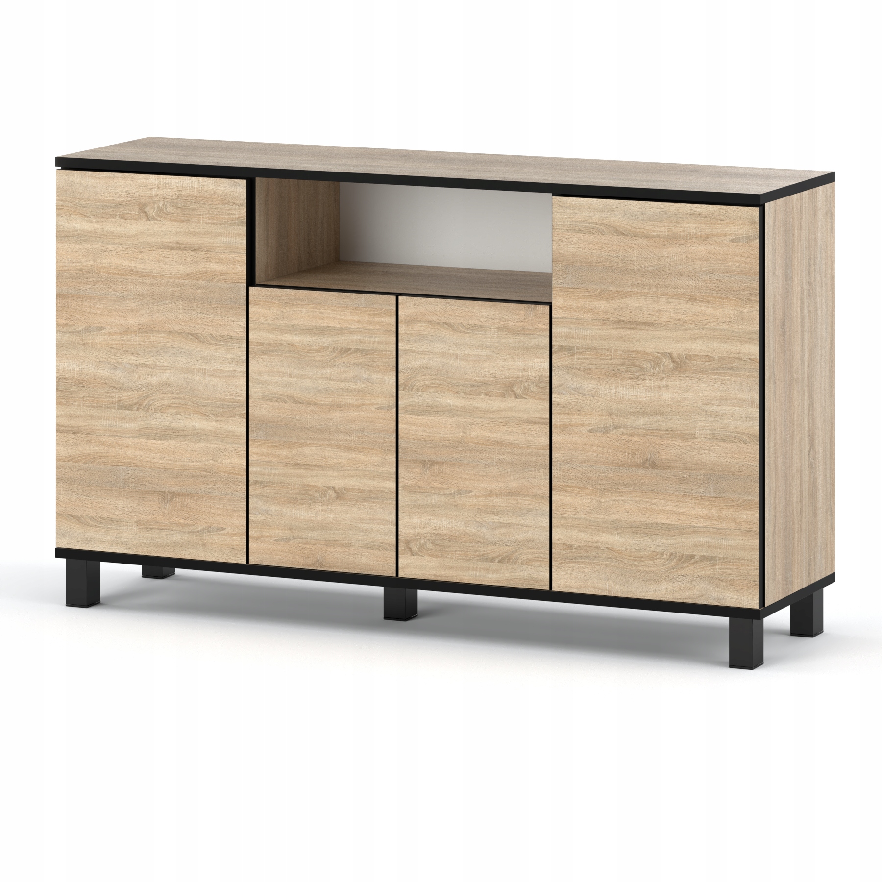 Grande Commode Loft 140cm - Chêne Sonoma - Meuble De Salon Spacieux Et Moderne- Tv