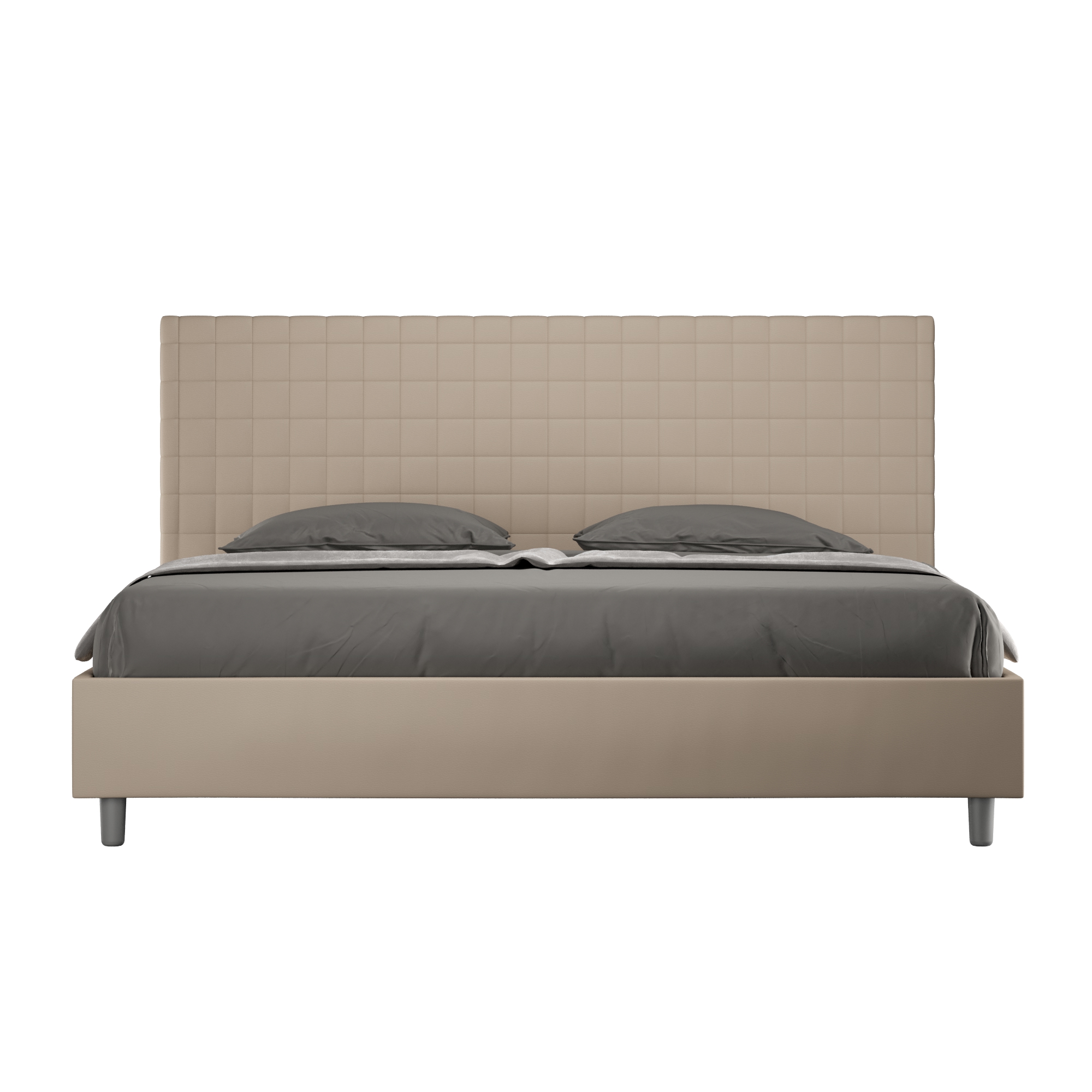 Lit Sans Sommier Rembourré 180x190 Similicuir Taupe Sunny