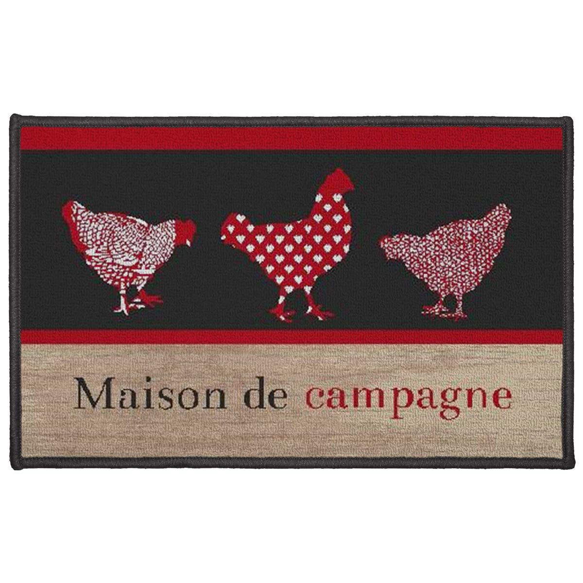 Tapis Déco Rectangle "campagne" 50x80cm Rouge