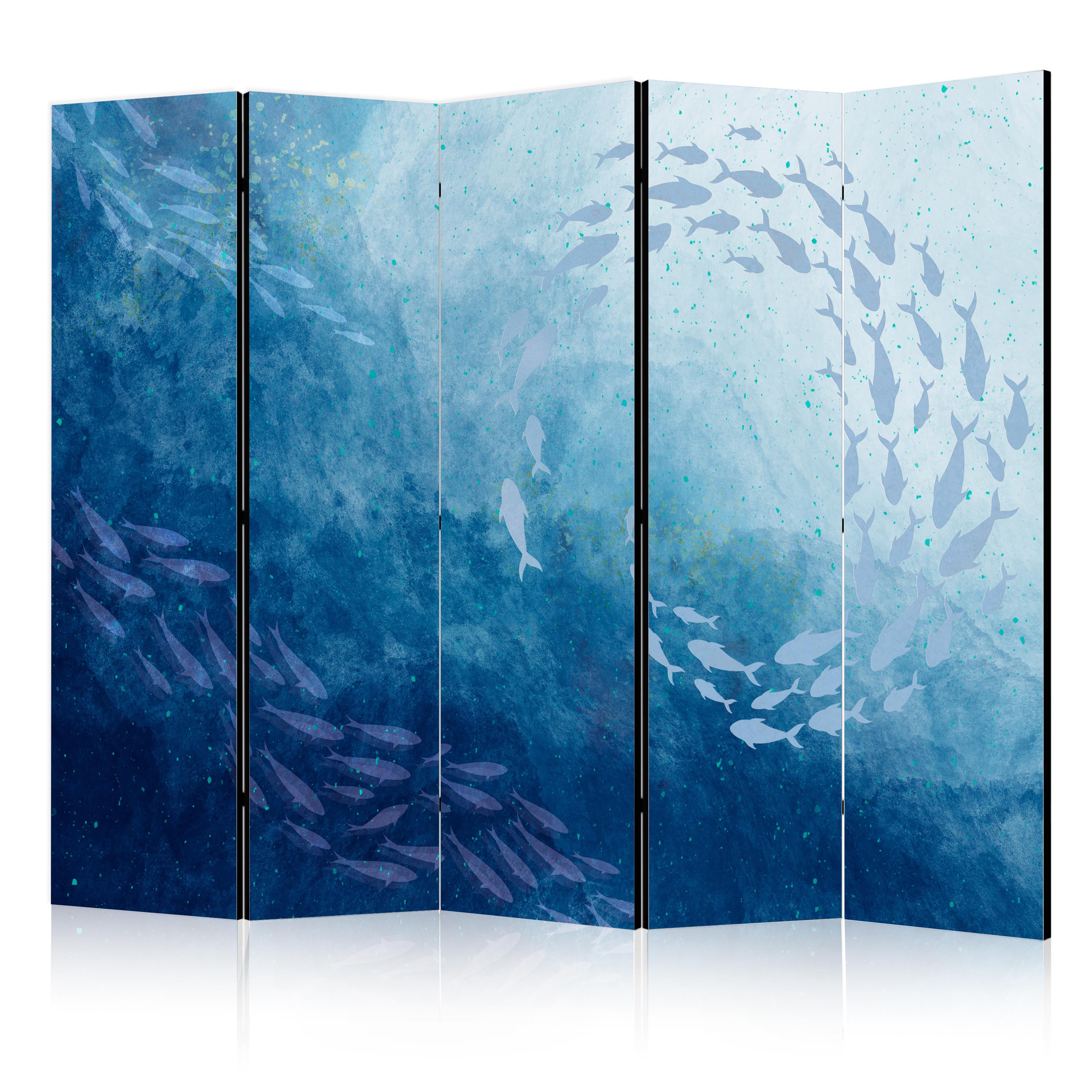 Paravent -amas Lumineux De Poissons Parmi Les Profondeurs De La Mer 225x172