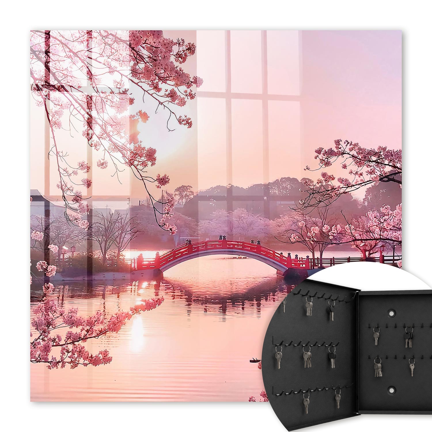 Armoire À Clés - (30 Cm X 30 Cm) - Boîte À Clés Murale - Coffret De Rangement Pour Clés - Couleur Noire - Ouverture Vers La Gauche - Pour Maison Et Bureau - Pont De Printemps