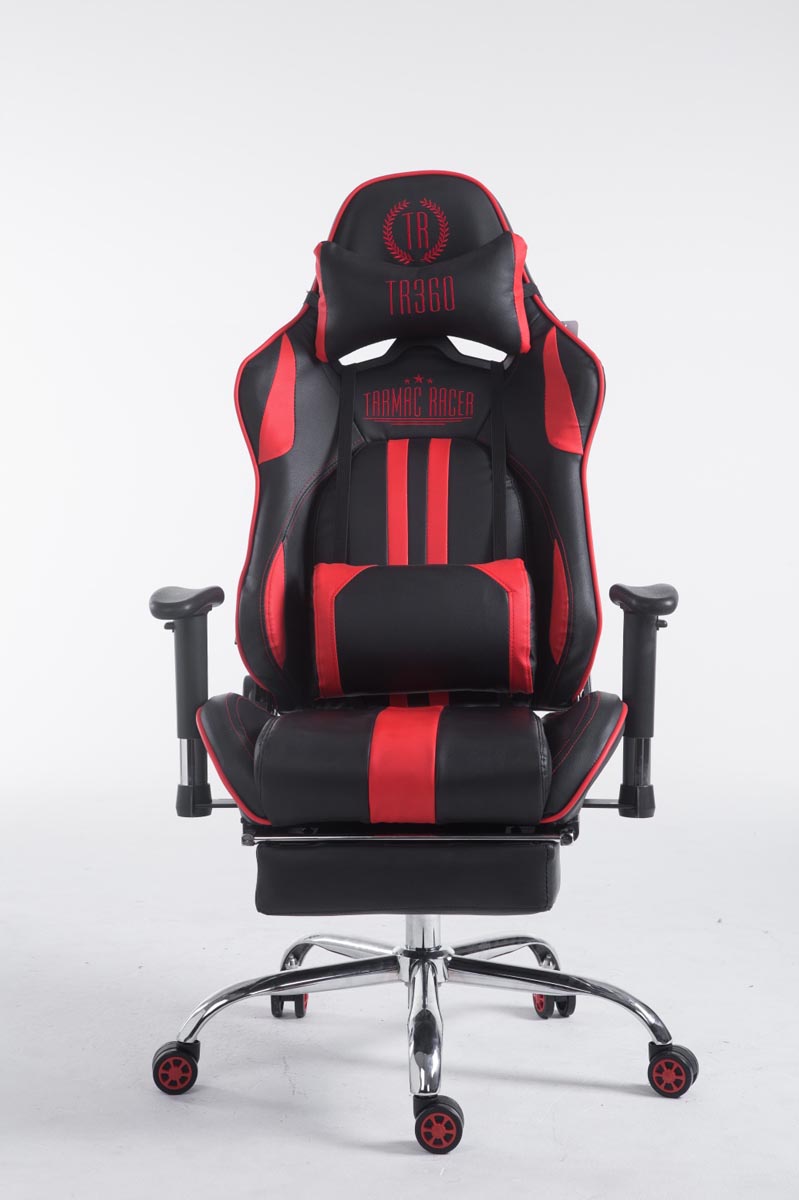 Chaise De Bureau Racing Limit V2 En Cuir Artificiel Avec Repose-pieds Noir/rouge