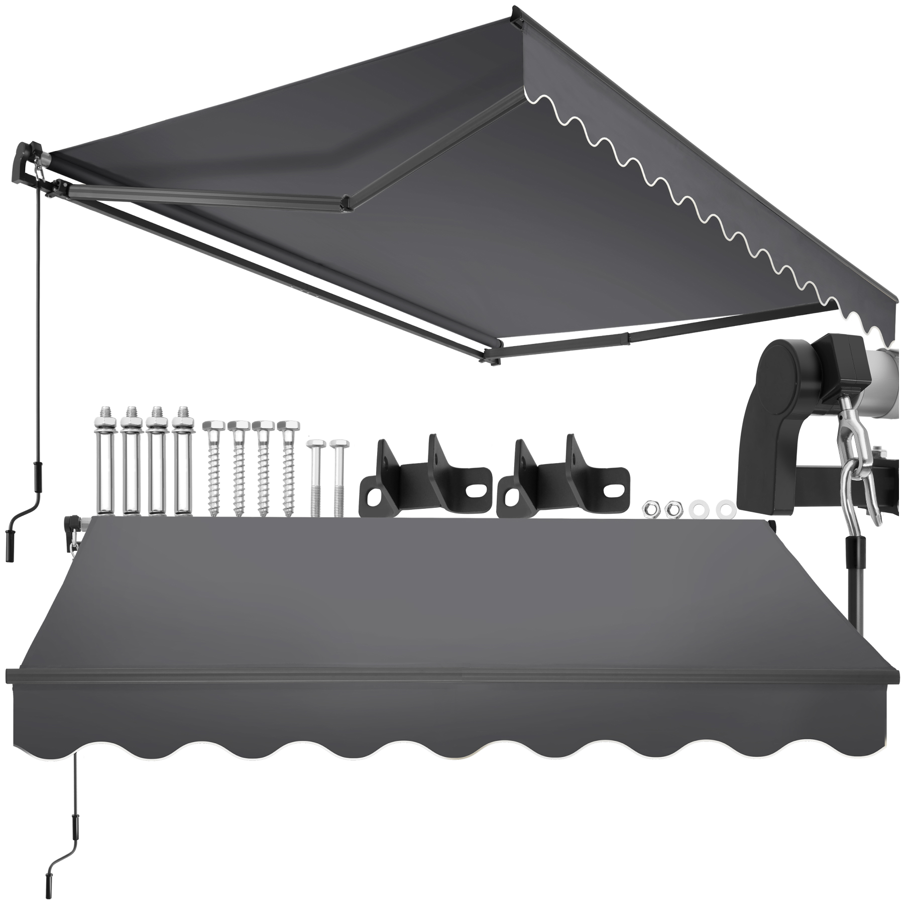 Store Banne À Bras Articulé Avec Tissu Déperlant 250x200cm Gris Foncé