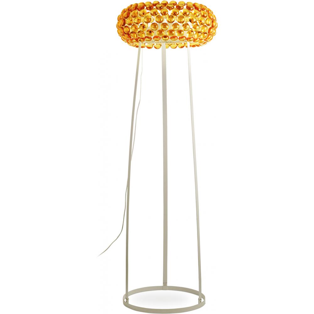 Lampadaire - Grande Lampe De Salon Avec Boutons En Cristal - Savoni Doré