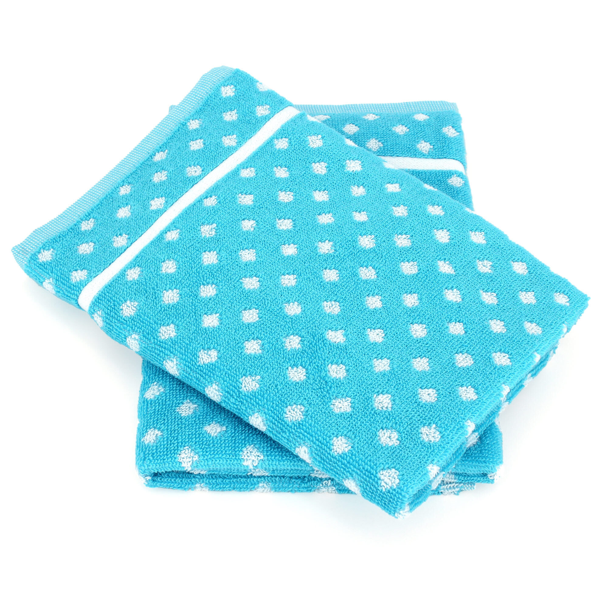 Lot De 2 Torchons De Cuisine Éponge 50x50 Cm Dots Bleu