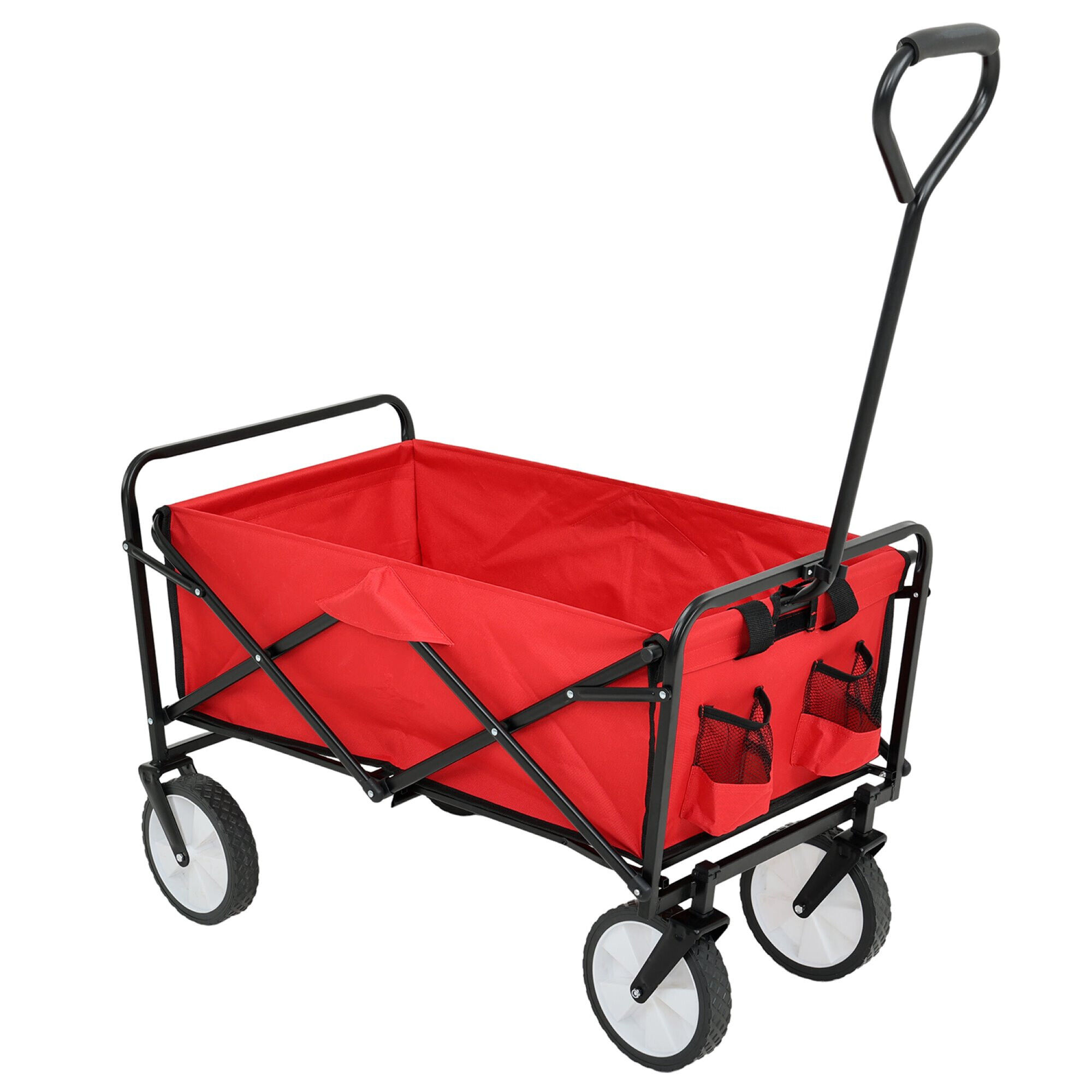 Chariot Pliable De Plage Avec Roues En Plastique Et Charge Maximale De 110 Kg En Rouge