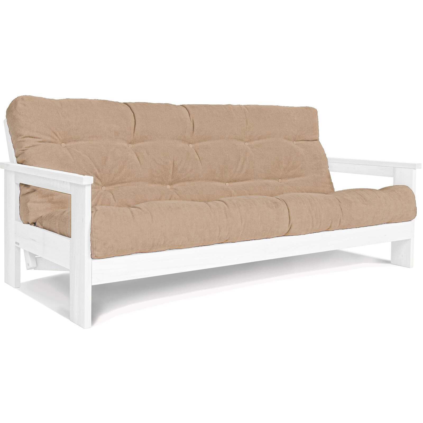 Canapé Lit Mexico - 145 X 200 Cm - Bois Clair Et Beige