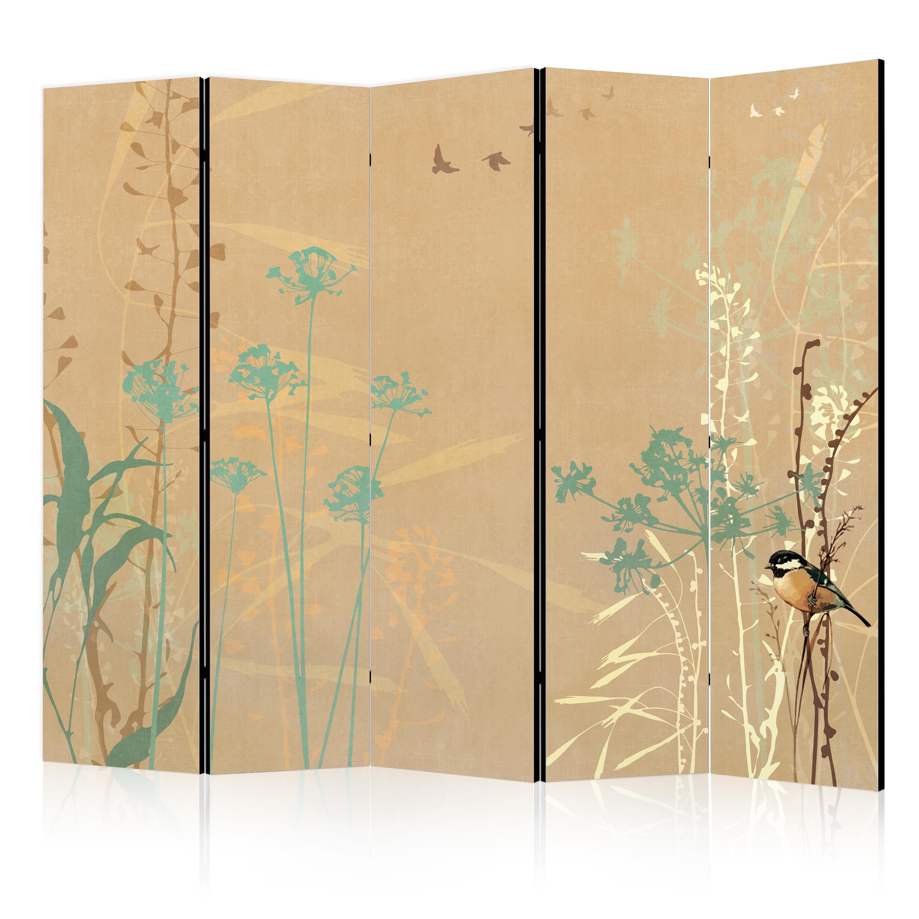 Paravent -herbes Colorées Avec Un Coucher De Soleil 225x172