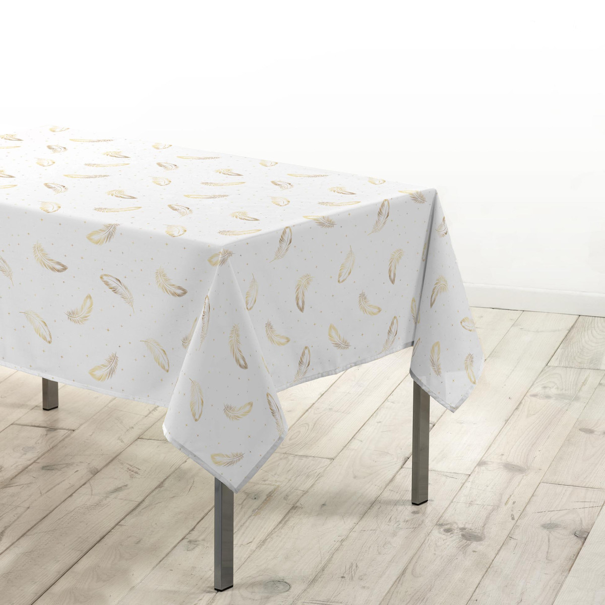 Nappe Imprimé Métallisé "adora" 140x240cm Blanc & Or