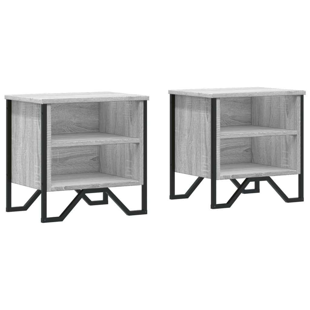 Lot De 2 Tables De Chevet Avec Étagères 40 X 30 X 40cm Bois Dec035664