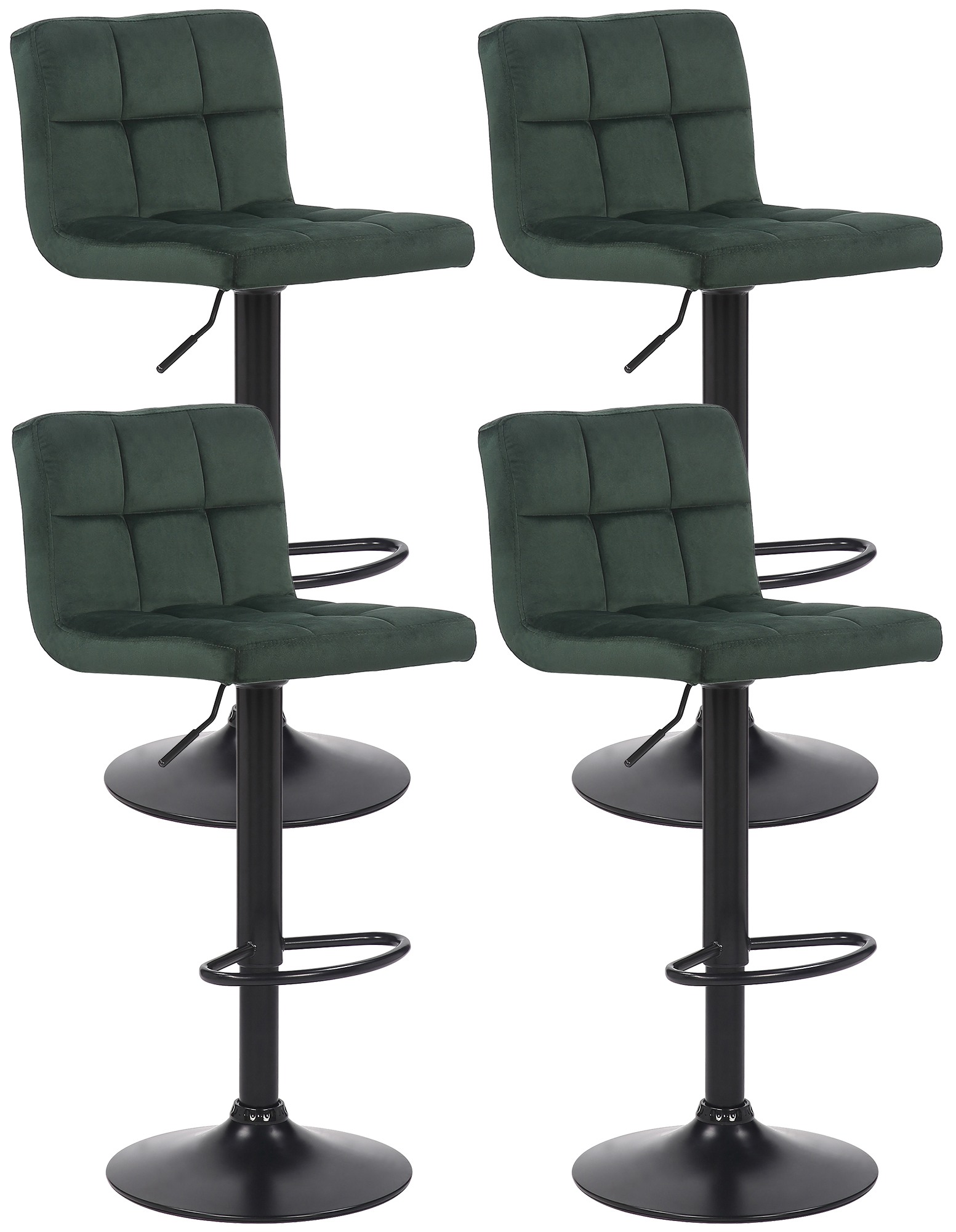 Lot De 4 Tabourets De Bar Feni Velours Vert