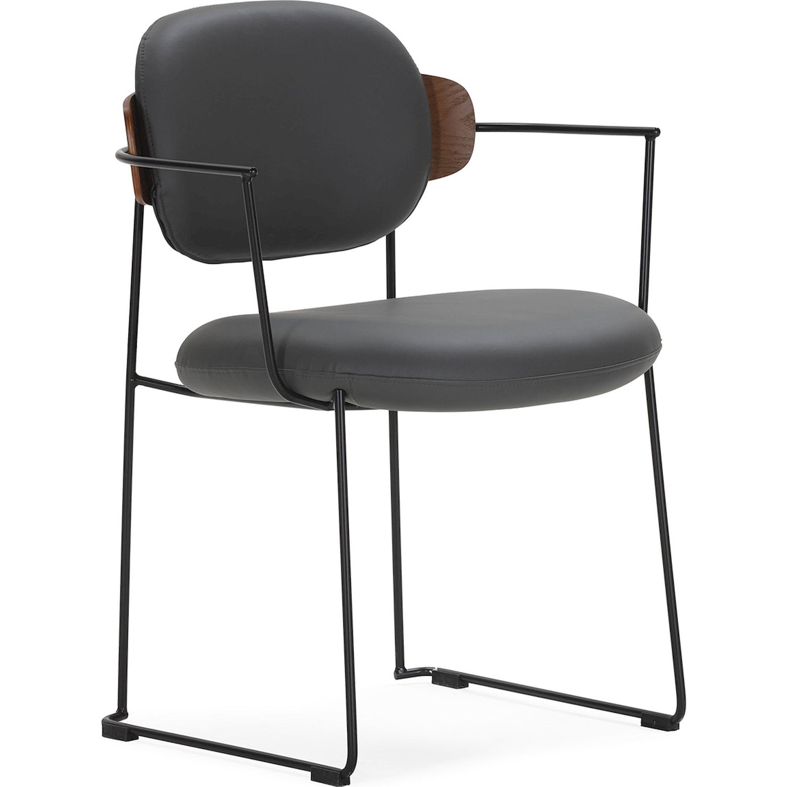 Chaise Noire En Métal Et Bois Au Style Contemporain - Noir, Naturel Et Gris