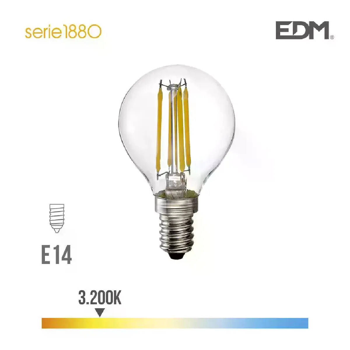 Ampoule LED Sphérique E14 - 4W 500lm - Lumière Chaude - 4,5x7,8cm - 98611
