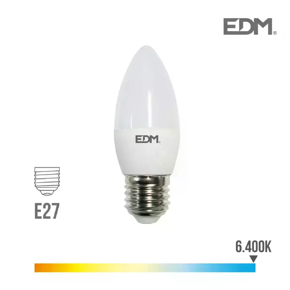 Ampoule à bougie LED - EDM - E27 5W 400 lm 6400k - Lumière froide