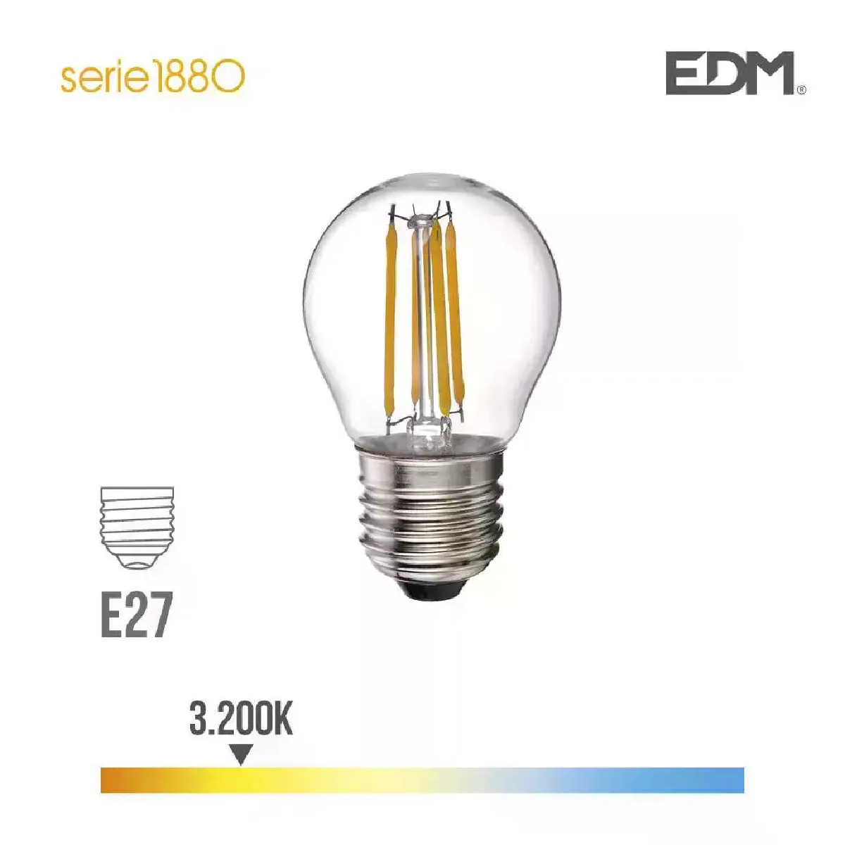 Ampoule LED E27 4W équivalent à 35W - Blanc Chaud 3200K