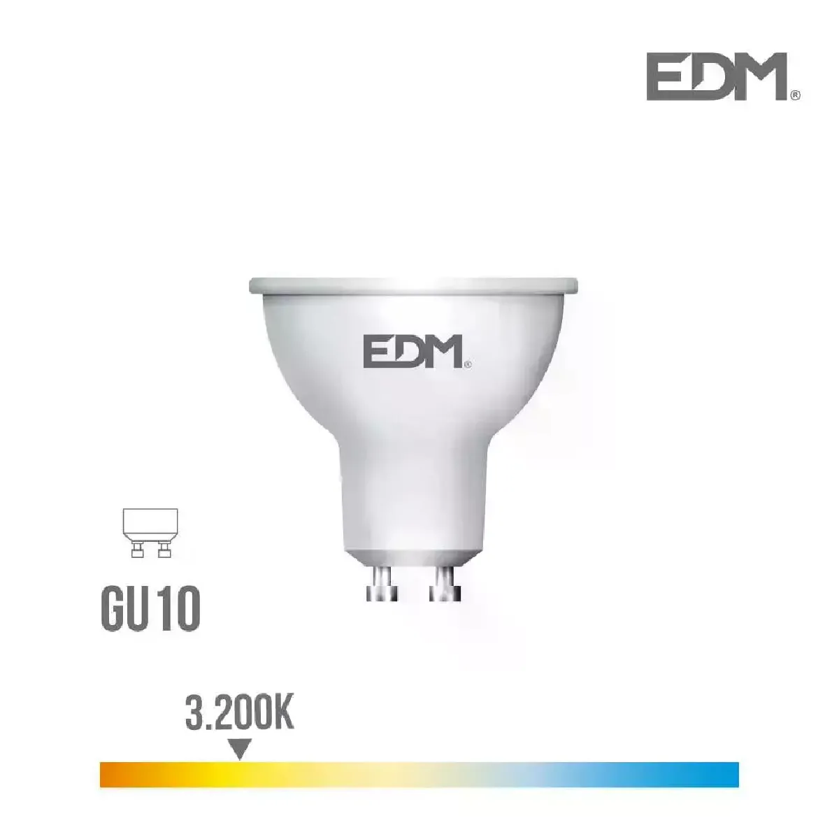 Ampoule LED Dichroïque GU10 8W 600lm 3200K - EDM - Lumière chaude - Classe énergétique A+