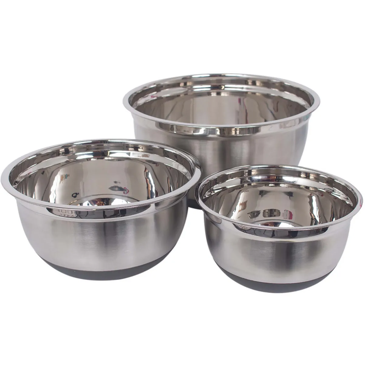 Lot De 3 Bols - Lily Cook - Antidérapants - Acier Inoxydable - Gris