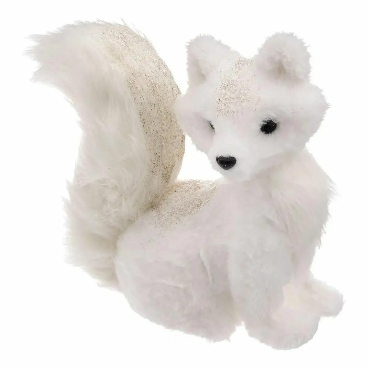 Renard Blanc Avec Paillettes 26cm En Polyfoam - Feeric Lights & Christmas