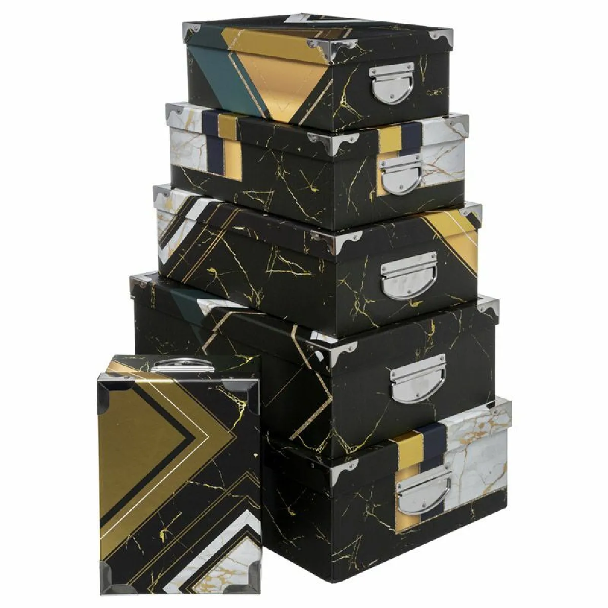 Boites Rectangulaires X 6 Géométric Noir - Feeric Lights & Christmas