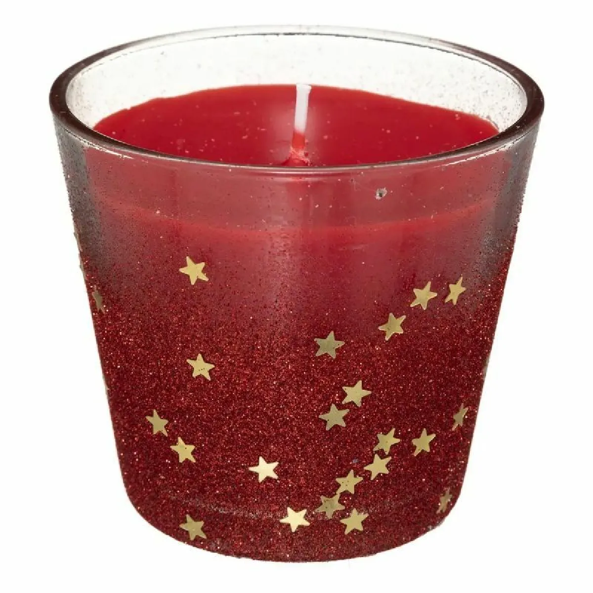 Bougie Photophore Paillettes Rouge 190g En Verre - Feeric Lights & Christmas