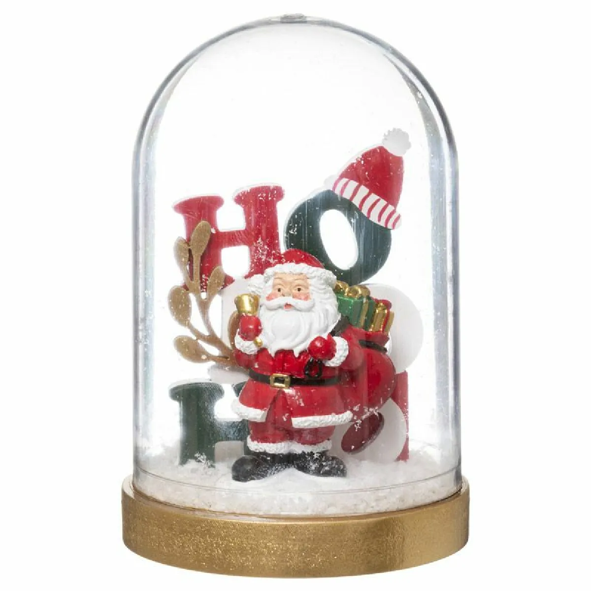 Objet Bois Sous Cloche Hohoho 14 Cm - Feeric Lights & Christmas
