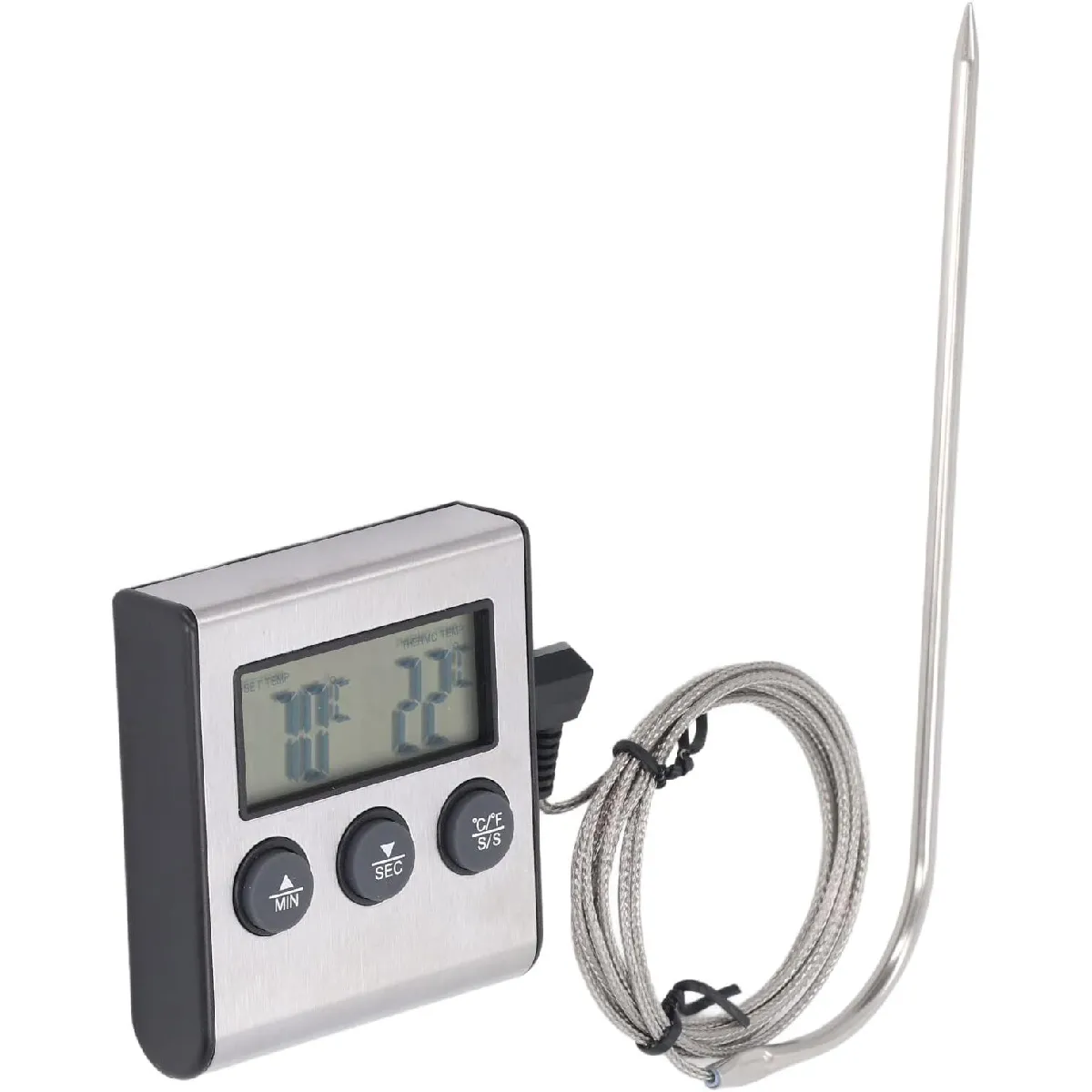 Thermomètre À Viande Avec Minuterie Numérique Électronique À Double Sonde Pour La Cuisson