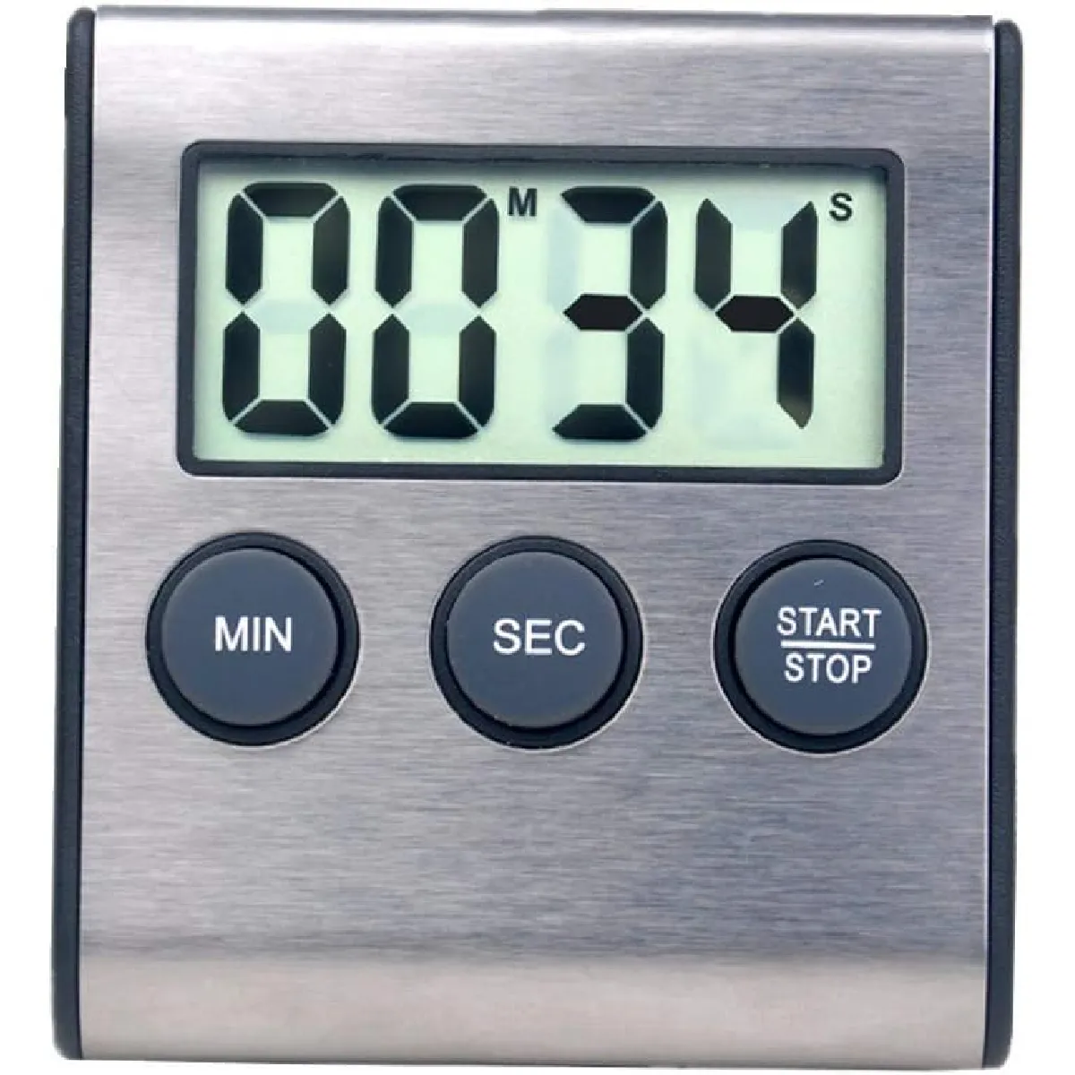 Mini minuterie numérique, format 24 heures, compte à rebours et chronomètre, pour la cuisine, le sport gris