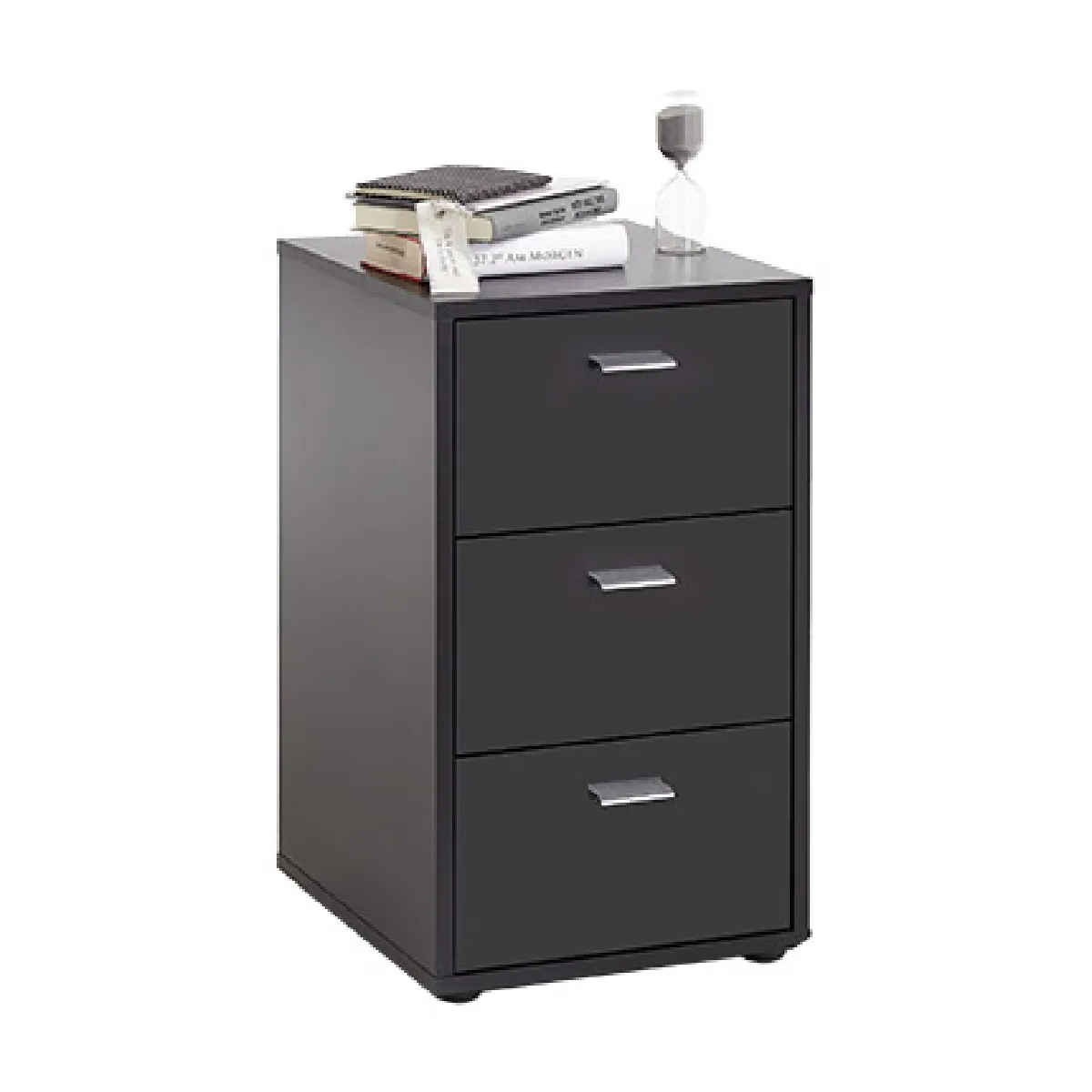 Table De Chevet Avec 3 Tiroirs Noir Fmd