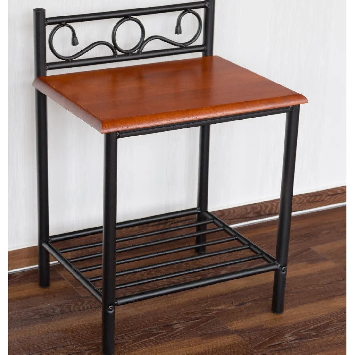 Table De Chevet / Nuit En En Métal Et Bois 64x45x35 Cm Moc06006