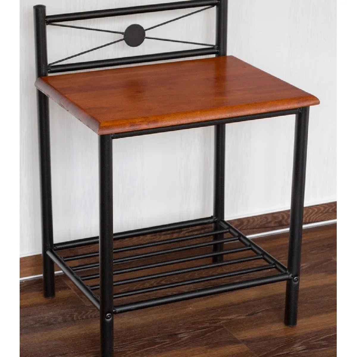 Table De Chevet / Nuit En En Métal Et Bois 64x45x35 Cm Moc06004
