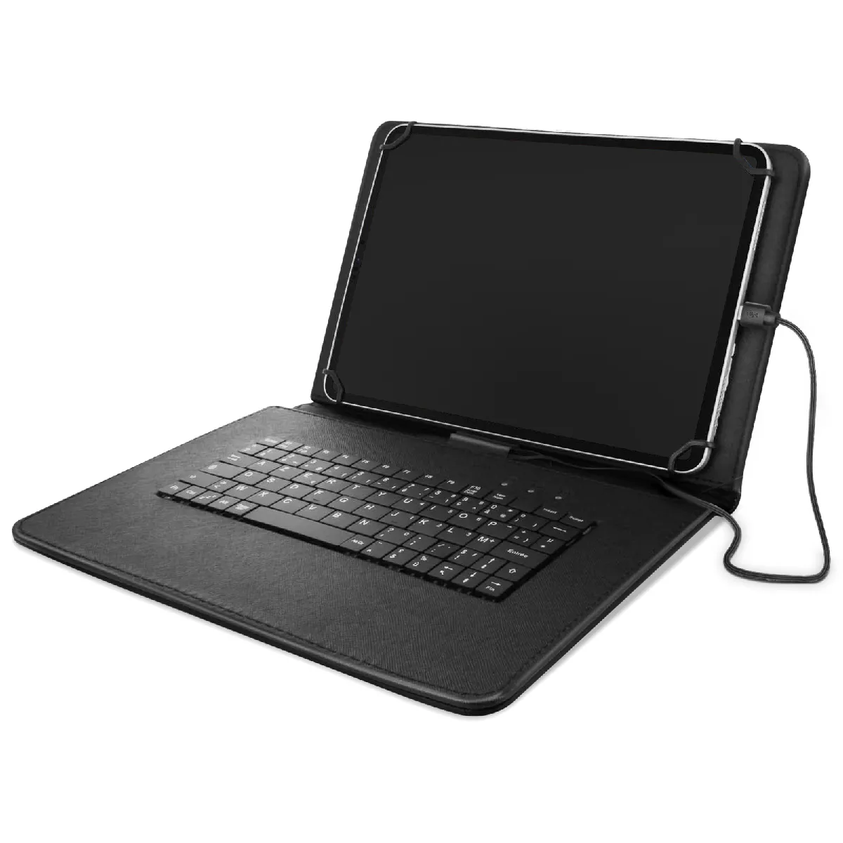 Housse Pour Tablette 10 Pouces Avec Clavier Azerty Usb-c Fonction Support Noir