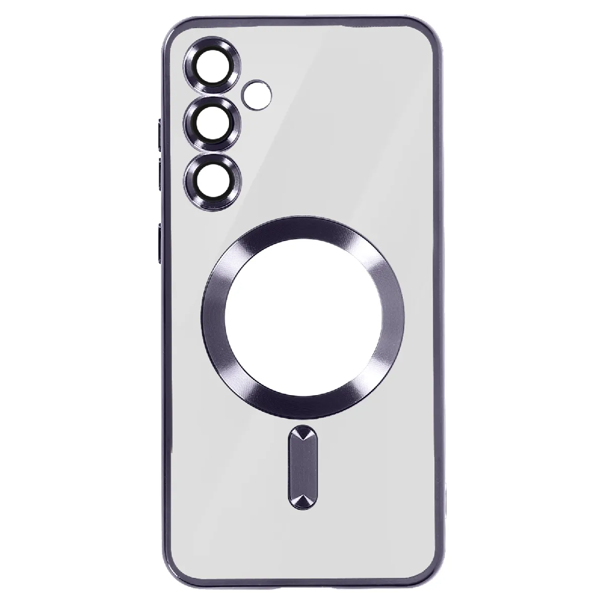 Coque Magsafe Pour Samsung S24 Plus En Silicone Contour Chromé Violet
