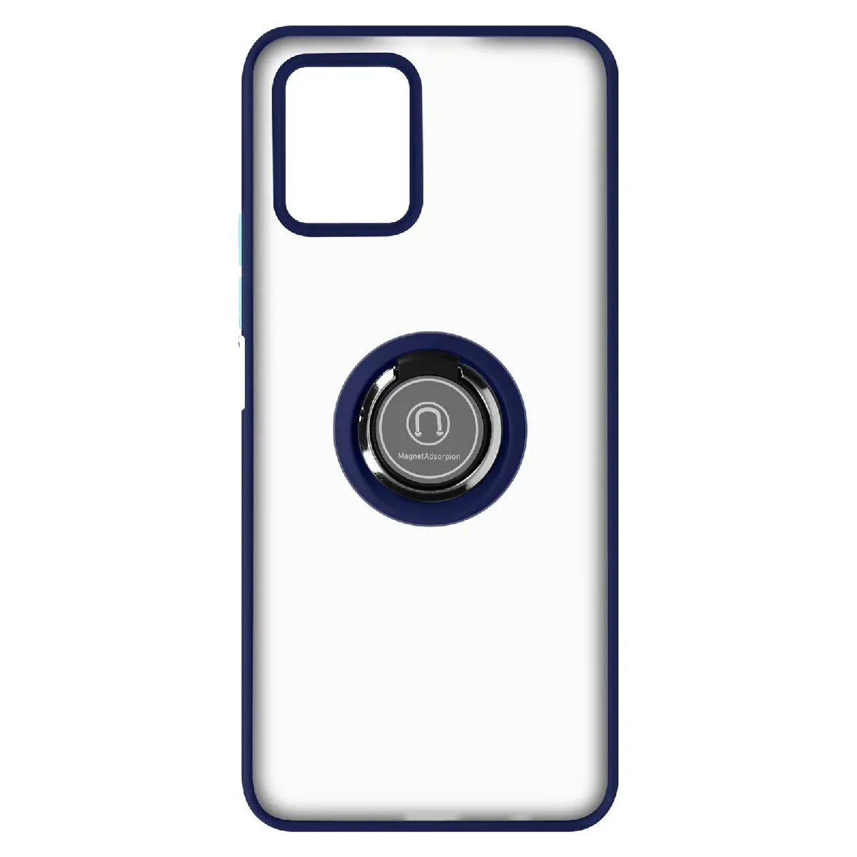 Coque Pour Vivo Y01 Bi-matière Bague Métallique Support Vidéo Bleu