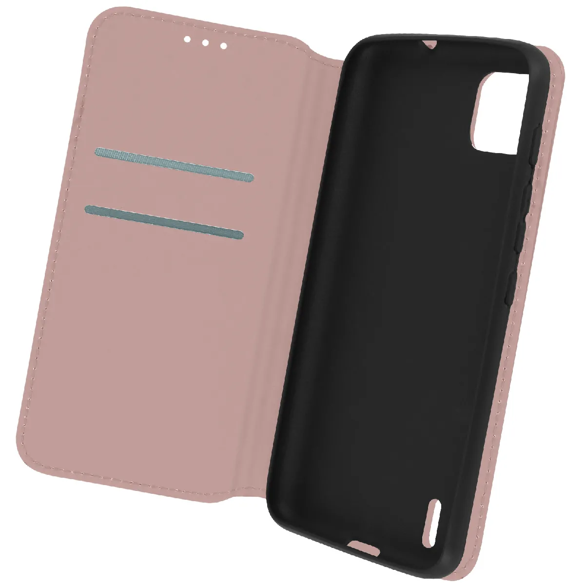 Housse Folio Pour Wiko Y62 Et Y62 Plus Portefeuille Fonction Support Vidéo Rose Champagne