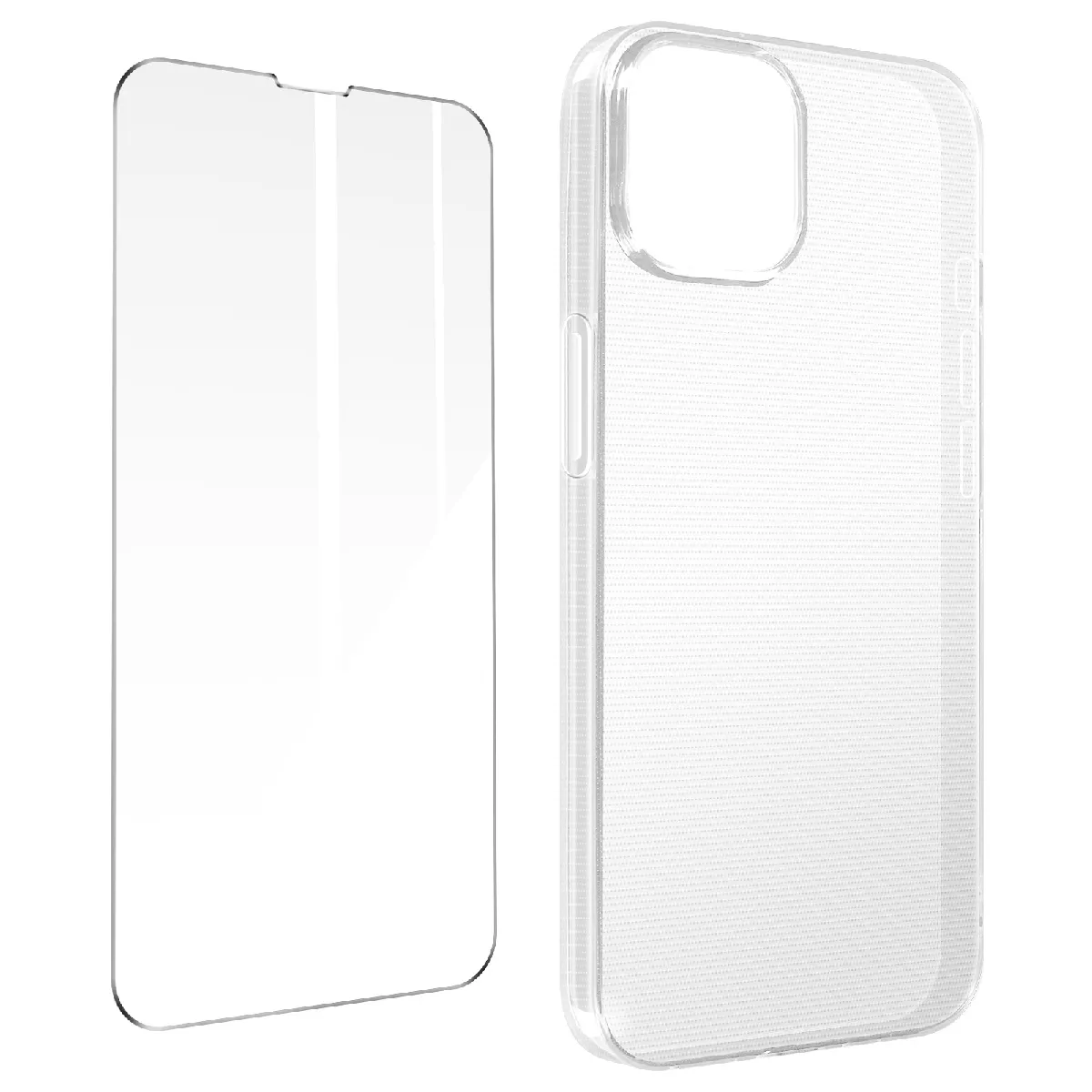 Avizar Coque pour iPhone 14 Plus Silicone Gel et Film Verre Trempé 9H Transparent