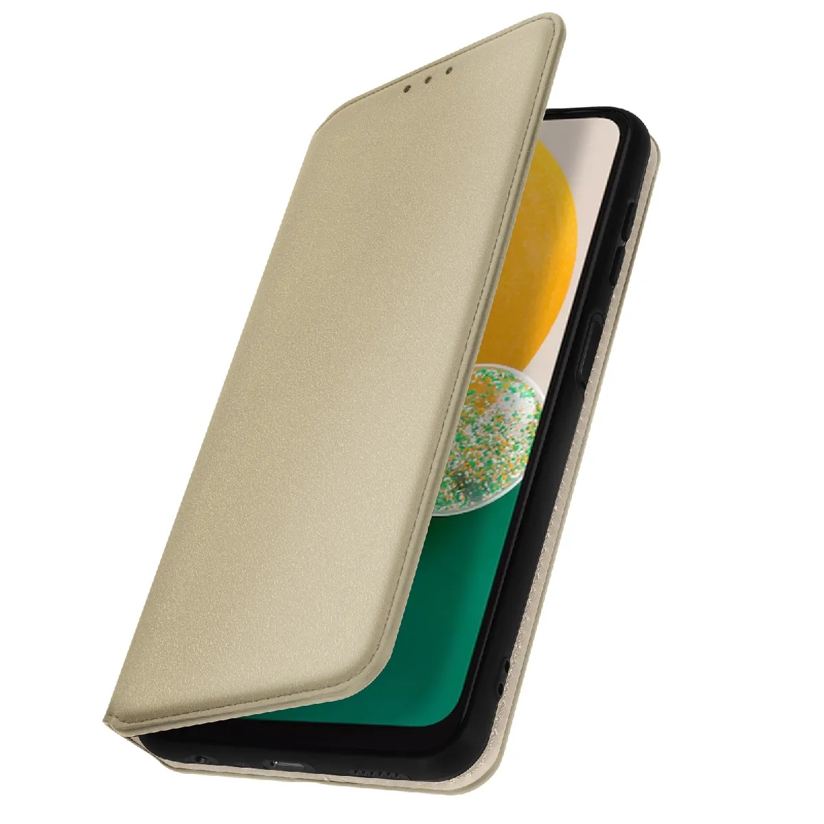 Etui Portefeuille Pour Samsung Galaxy A04s Clapet Magnétique Avec Support Dorée