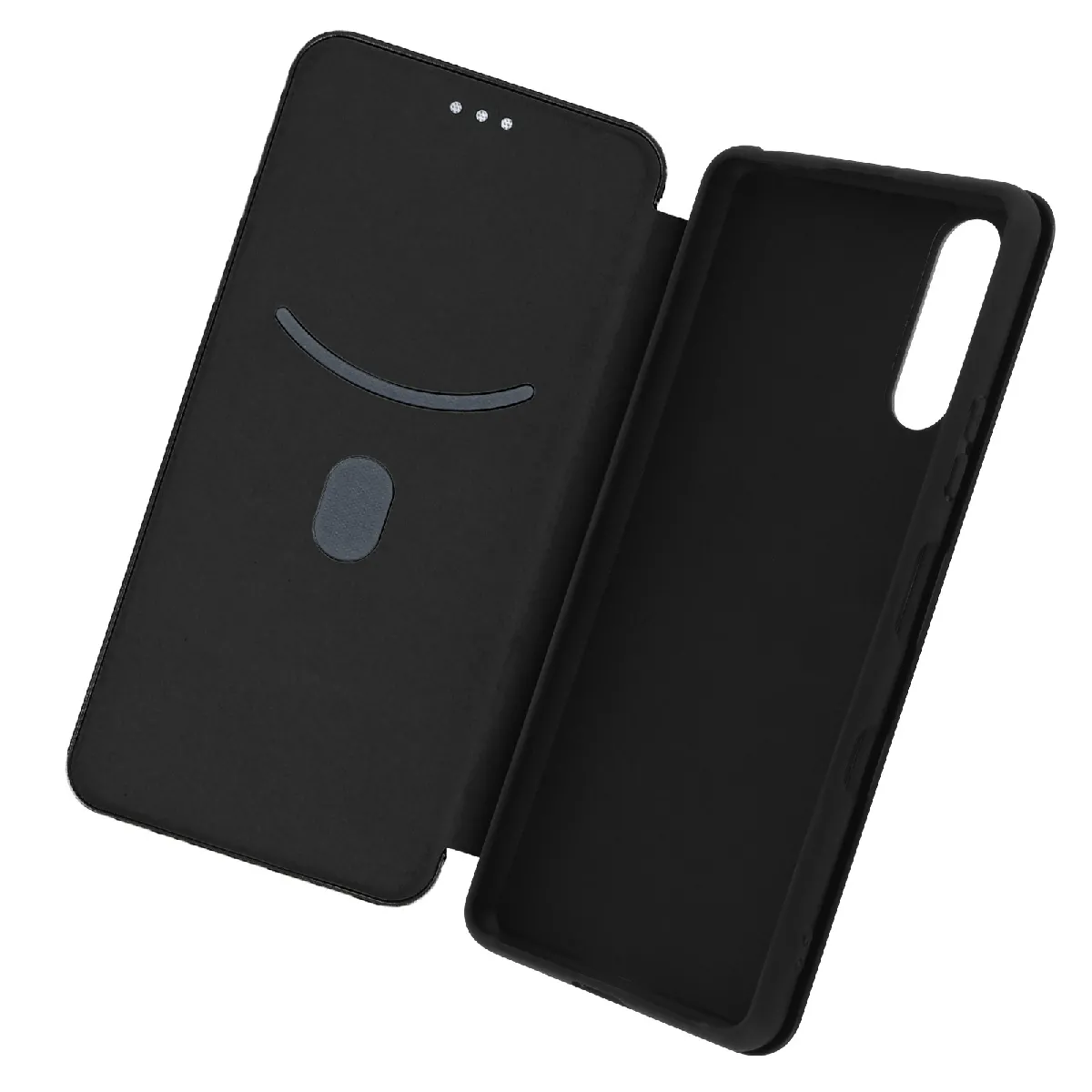 Avizar Housse pour Sony Xperia 10 III Porte-carte Dragonne Effet Carbone Noir