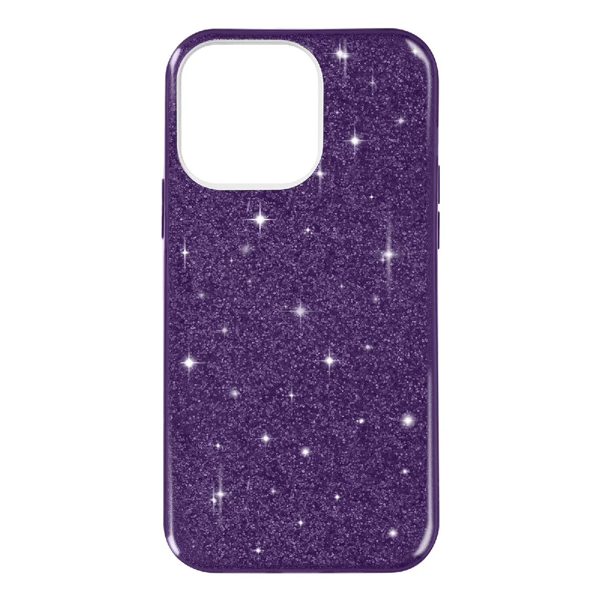 Avizar Coque pour iPhone 14 Pro Max Paillette Amovible Silicone Semi-rigide Violet