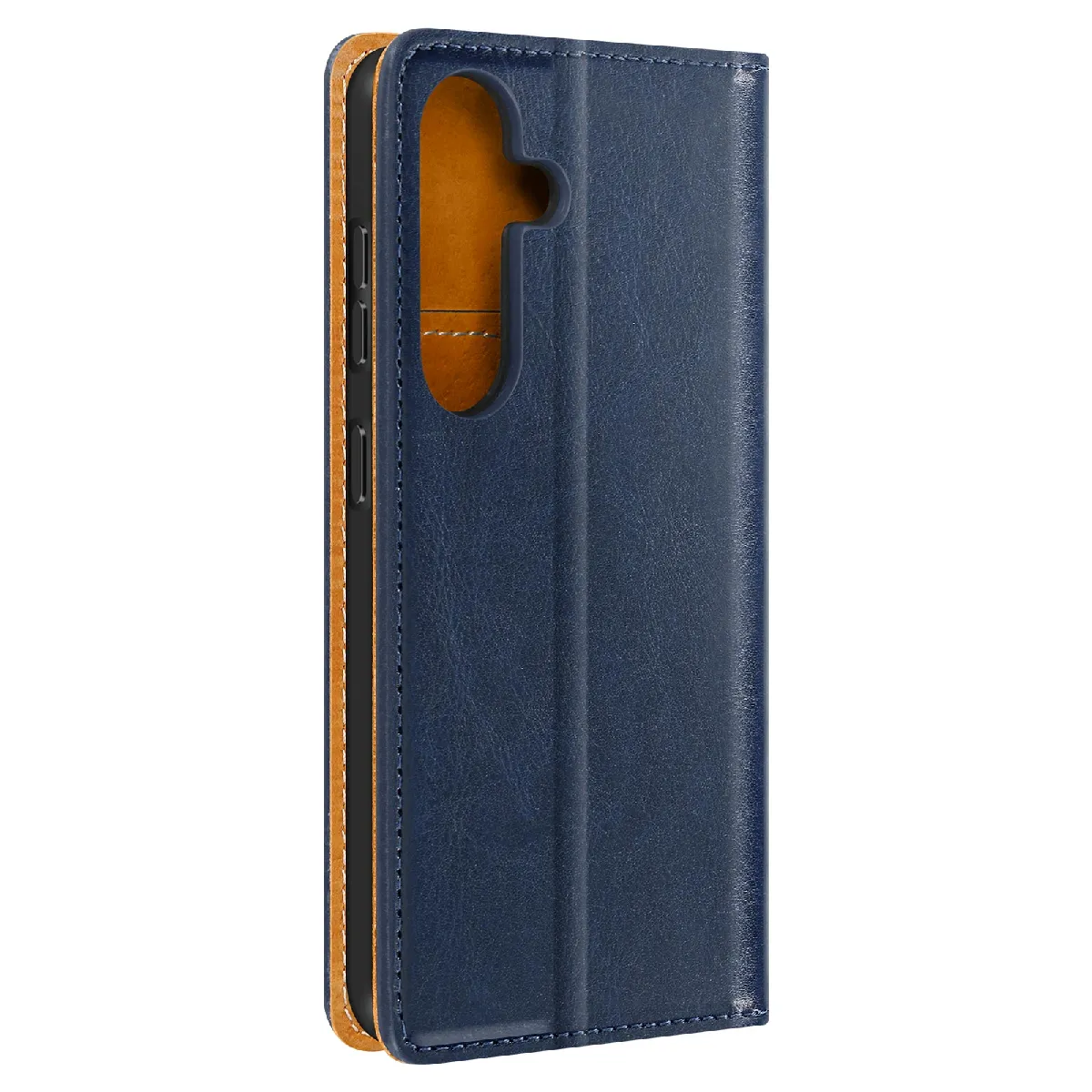 Housse Portefeuille Pour Samsung S24 Plus Et S25 Plus Cuir Véritable Bleu Nuit
