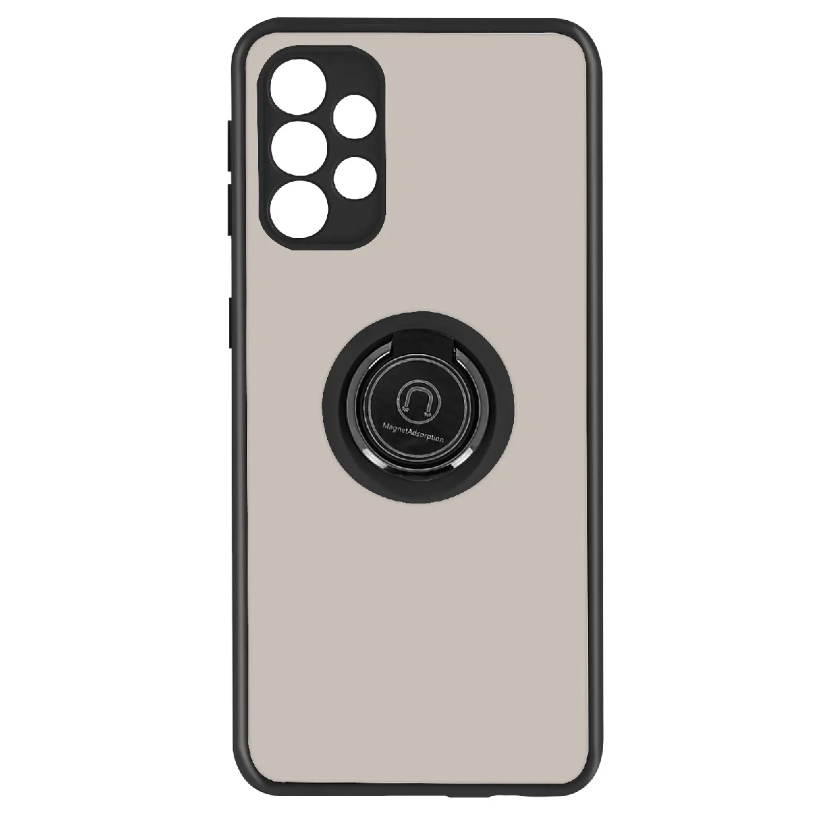 Coque Pour Samsung Galaxy A52 Et A52s Bi-matière Bague Métallique Fonction Support Noir