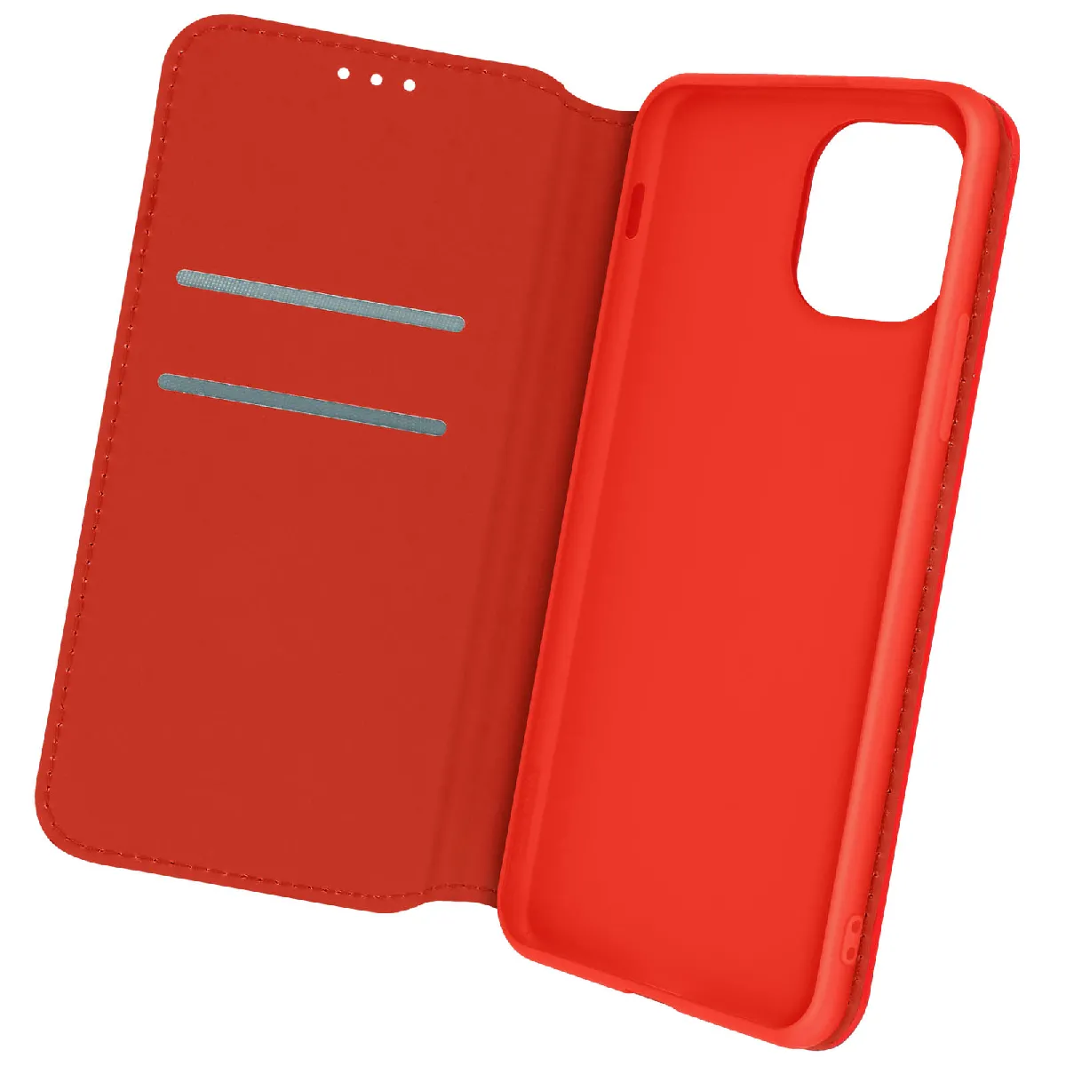 Housse Folio Pour Iphone 12 Et 12 Pro Portefeuille Fonction Support Vidéo Rouge