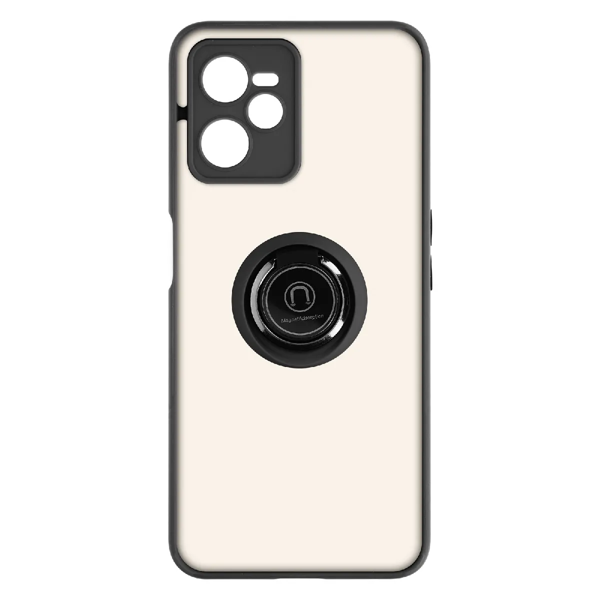Coque Pour Realme C35 Bi-matière Bague Métallique Support Vidéo Noir