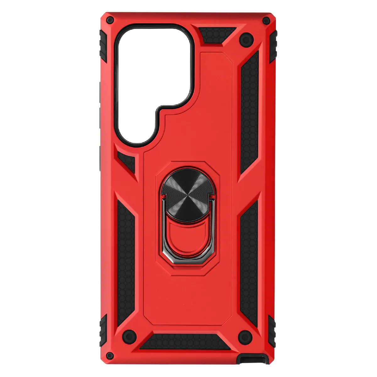 Coque Pour Samsung Galaxy S24 Ultra Hybride Bague Support Magnétique Rouge
